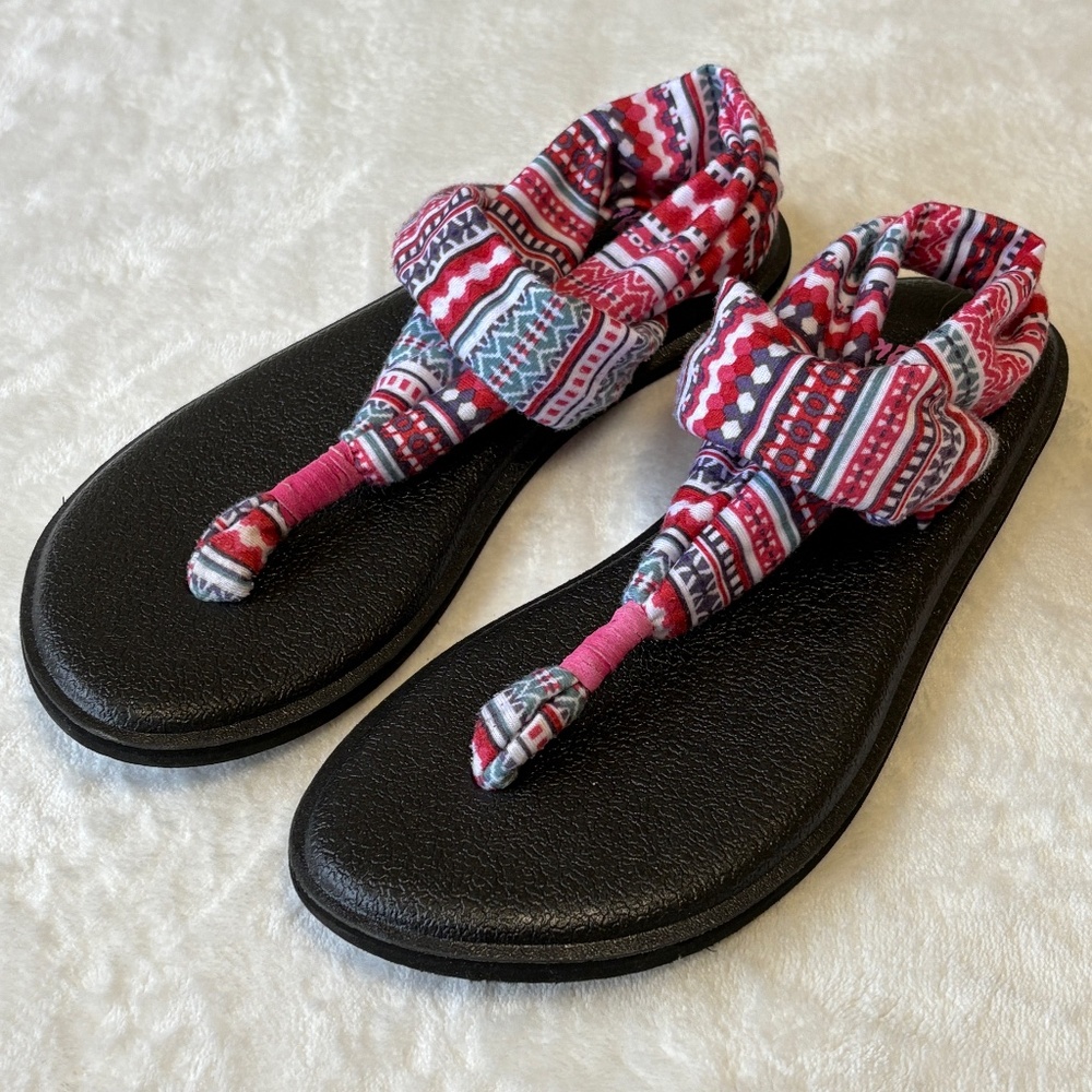 Sanuk Thong Flip Flop Sandal Shoe Women's Size 6 Yoga Mat Sling Multicolor